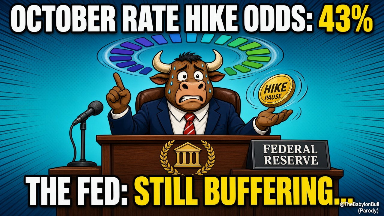 Parody meme: October rate hike odds 43%, the Fed still buffering